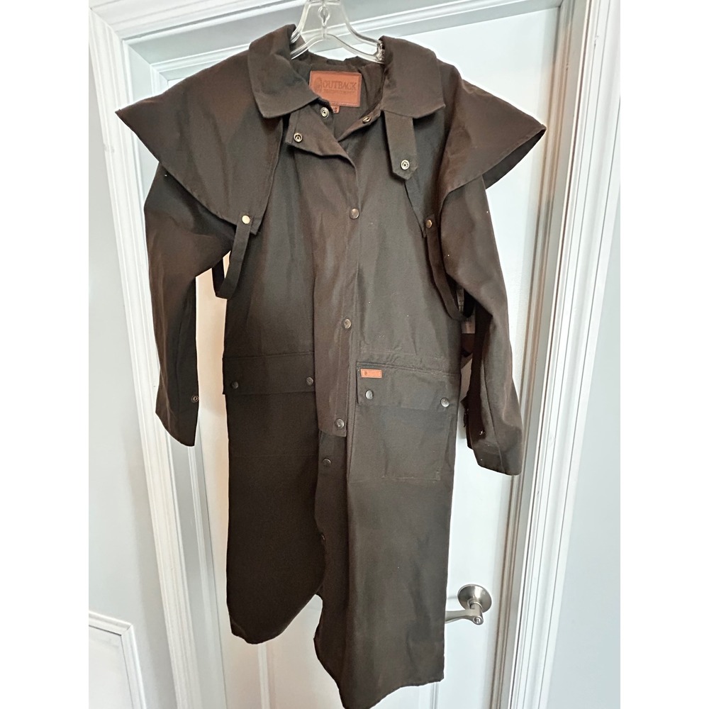 Outback Trading Co Low Rider Duster Brown Oilskin Waterproof Coat Mens XS NEW